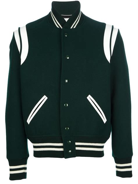 ysl varsity jacket green